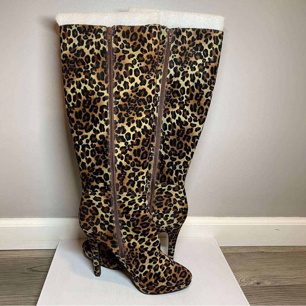 New Worthington Leopard Print High Heeled Boots Women’s Size 9 Tall Zip Up NWOB - Picture 4 of 10
